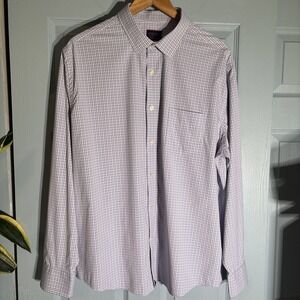UNTUCKit Shirt Mens 2XL Pink Blue Check Plaid Dalton Wrinkle Free Button‎ Up